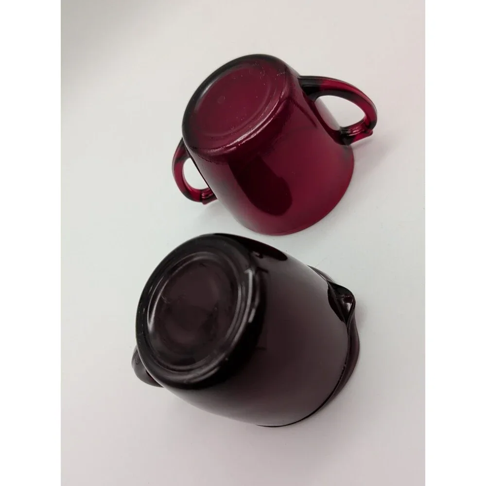 Anchor Hocking Royal Ruby Creamer and Open Sugar Bowl Set Red Glass Vintage